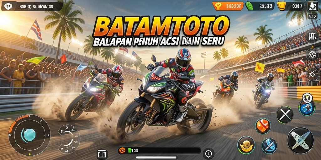 Gameplay balapan motor yang seru dan menantang.