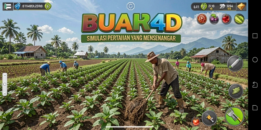 Screenshot gameplay BUAH4D menampilkan suasana bertani yang menarik.