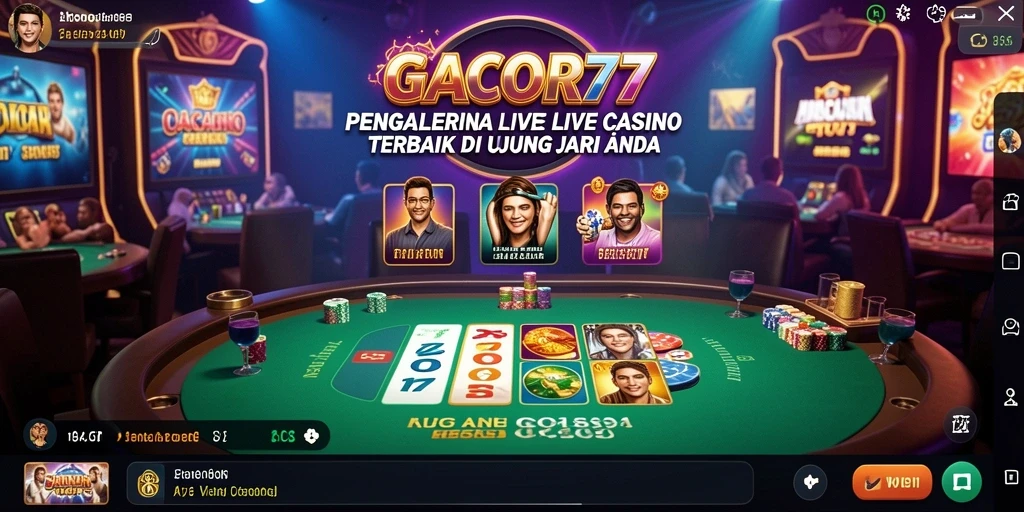 Tampilan gameplay Live Casino GACOR77 yang menarik dan interaktif.