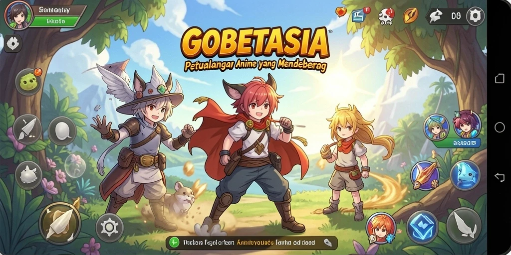 Tangkapan layar menampilkan aksi gameplay seru dalam dunia anime.