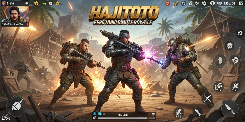 Tampilan gameplay intens dari pertarungan Battle Royale di HAJITOTO.