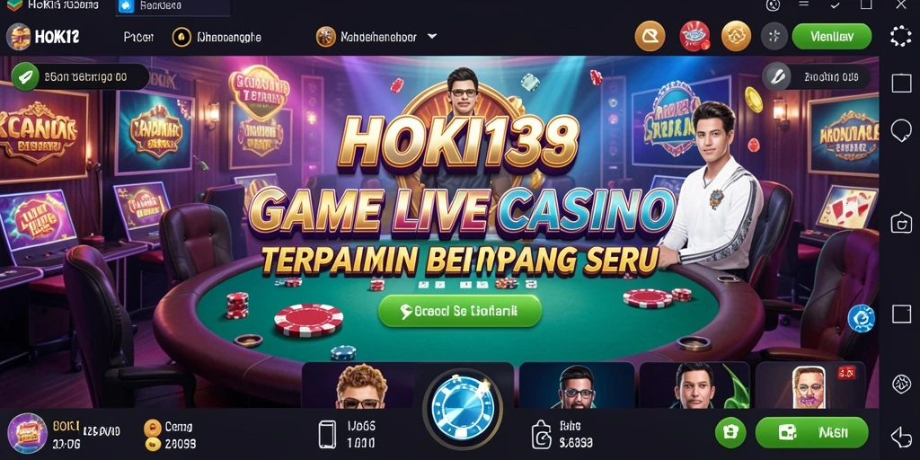 Screenshot HOKI138 menampilkan dealer langsung dan suasana permainan kasino.