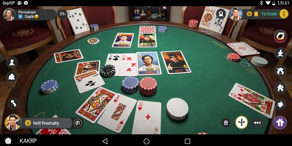 Screenshot gameplay KAKRP menampilkan suasana permainan Gaple yang seru.