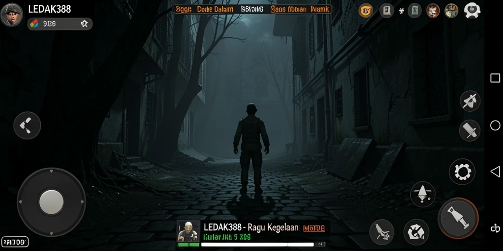 Tangkapan layar dari gameplay LEDAK388 yang menampilkan suasana menyeramkan.