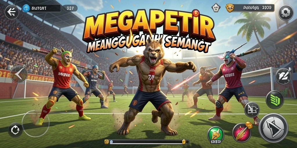 Screenshot utama menampilkan aksi seru dalam MEGAPETIR dengan grafis yang memukau.