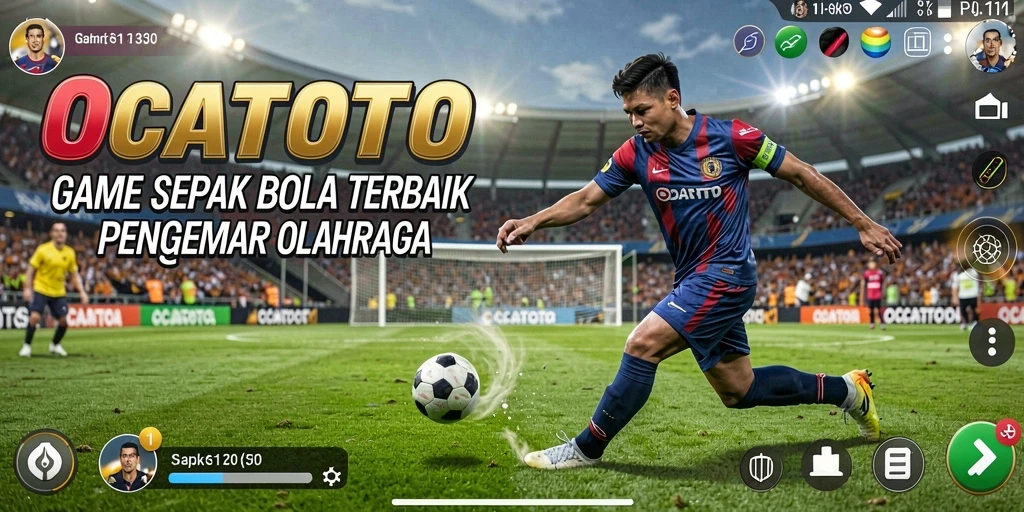 Screenshot OCATOTO menampilkan momen seru di lapangan sepak bola.