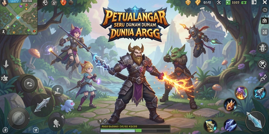 Tangkapan layar gameplay UH77 menampilkan pertempuran epik dalam dunia ARPG.